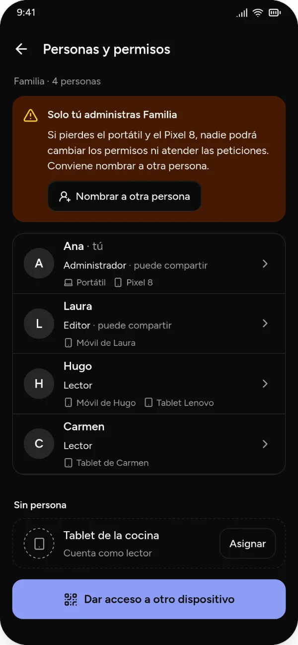 People and roles in dark mode.